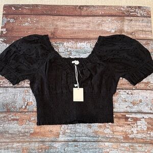 BNWT Jennifer and Grace Elegant Black Eyelet Women's Top retail $138 Great Gift